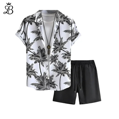 Matéo – Men's Black Tropical Set | Relaxed Two-Piece for Summer Ease