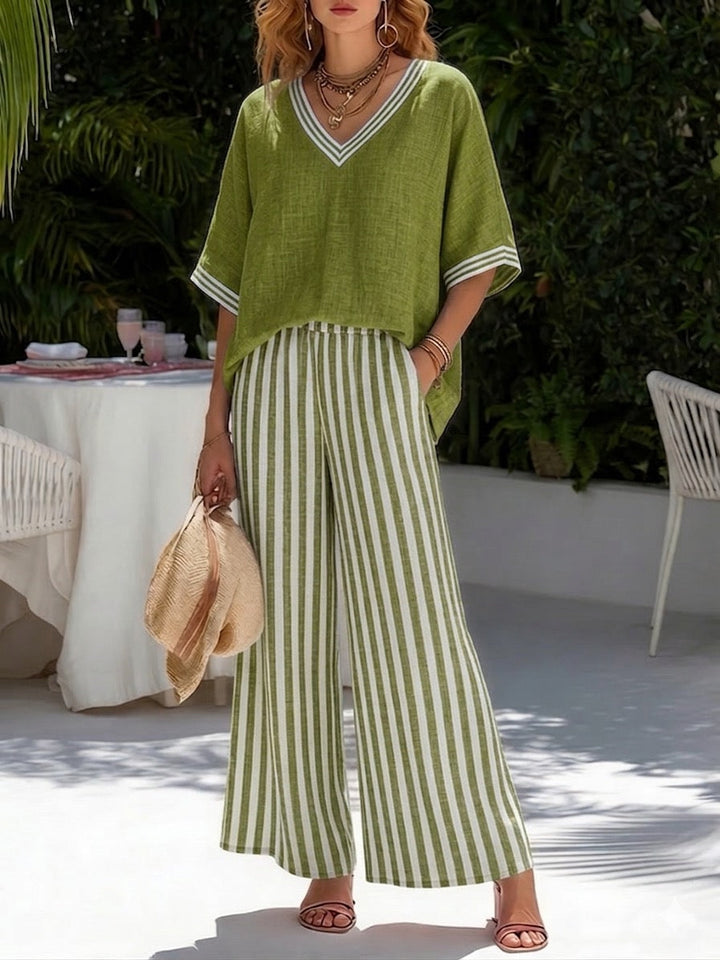 Amélia™ | Striped Linen Cotton Two-Piece Set