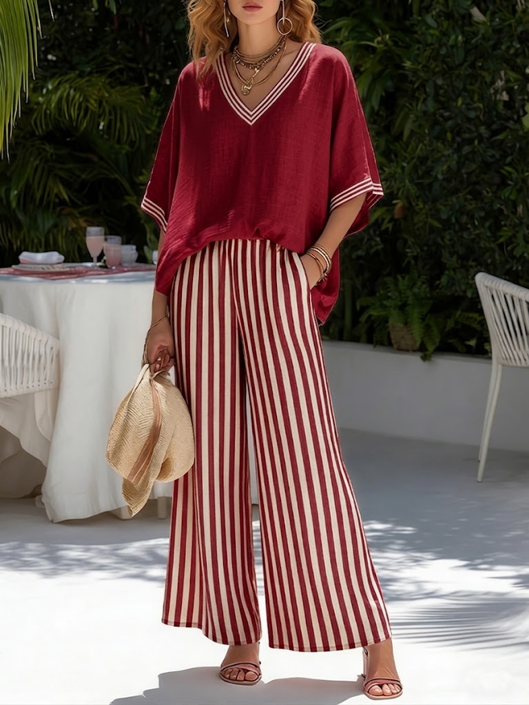 Amélia™ | Striped Linen Cotton Two-Piece Set
