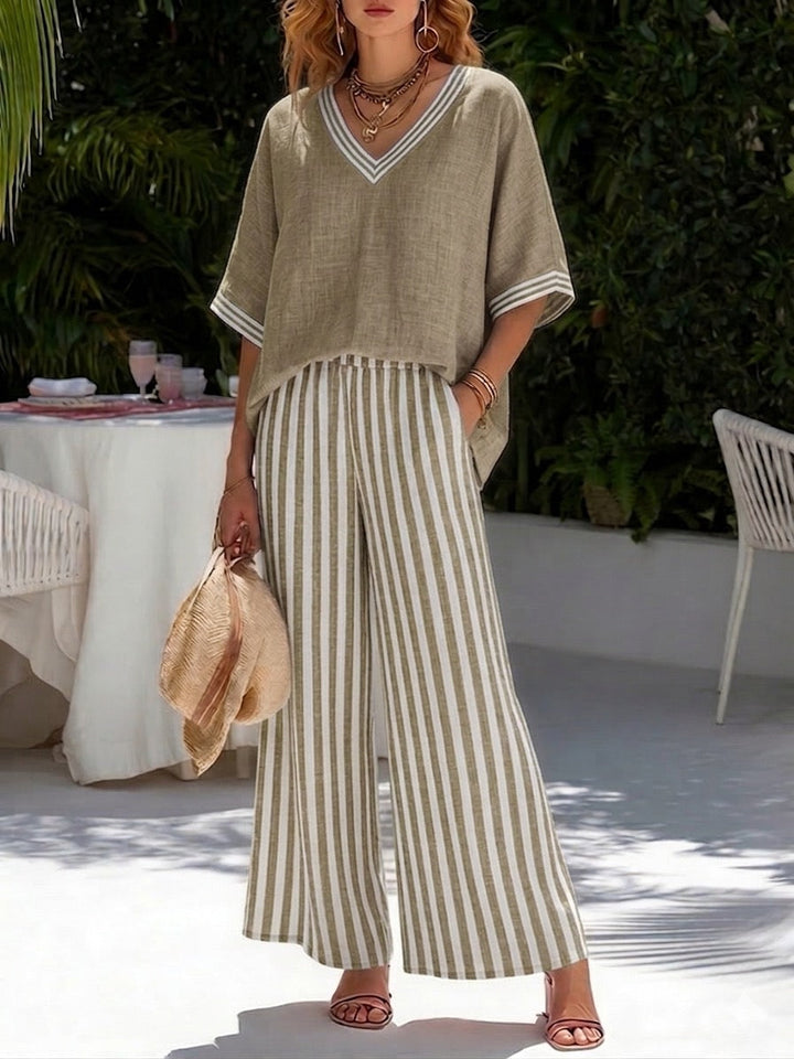 Amélia™ | Striped Linen Cotton Two-Piece Set