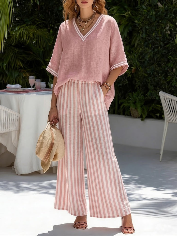 Amélia™ | Striped Linen Cotton Two-Piece Set