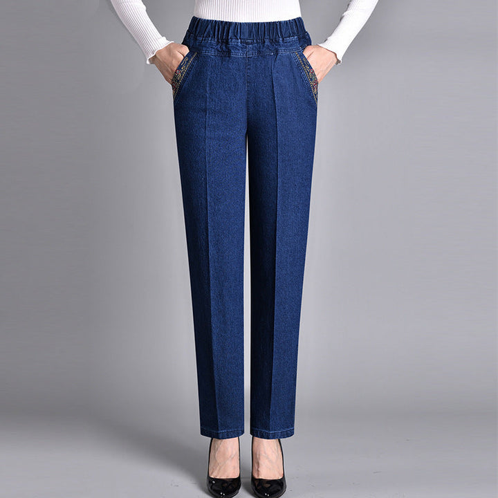 Estelle™ – Women's Jeans with Side Pockets and Elastic Waist