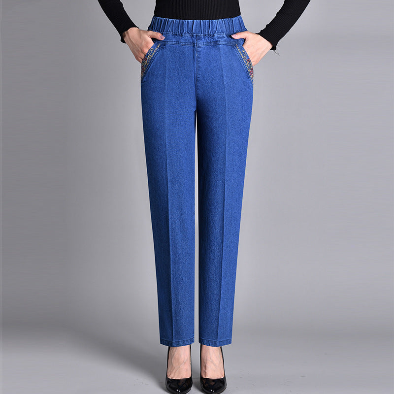 Estelle™ – Women's Jeans with Side Pockets and Elastic Waist