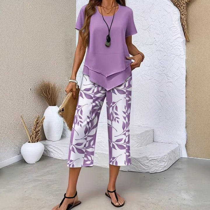 Alara ✨Women's 2-Piece Set✨Asymmetrical Top & Wide Leg Pants, Skin-friendly Fabric Lornbridge
