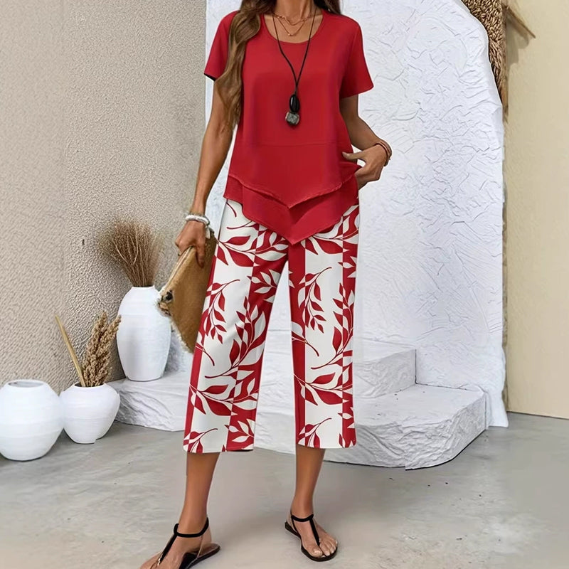 Alara ✨Women's 2-Piece Set✨Asymmetrical Top & Wide Leg Pants, Skin-friendly Fabric Lornbridge