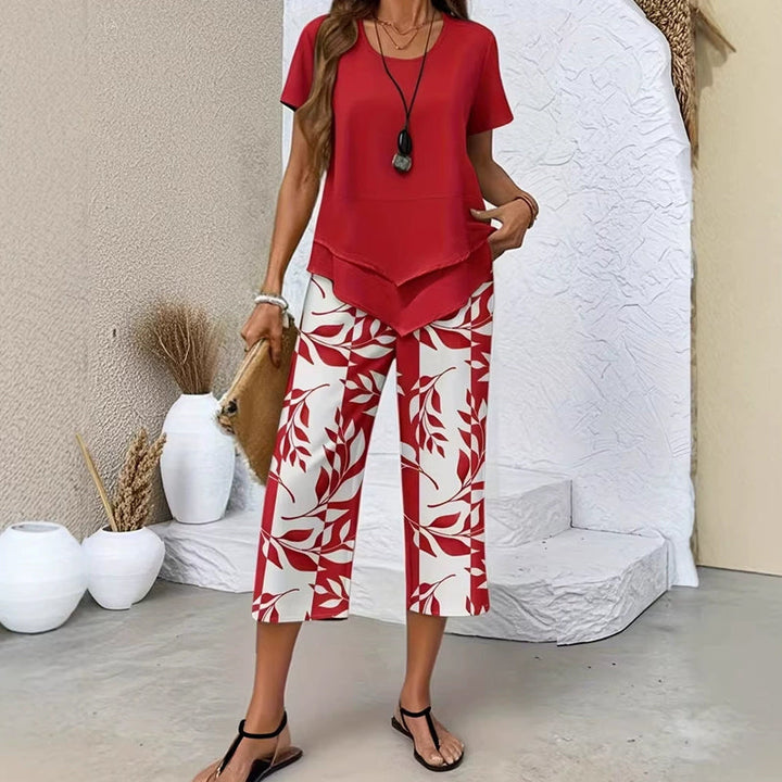 Alara ✨Women's 2-Piece Set✨Asymmetrical Top & Wide Leg Pants, Skin-friendly Fabric Lornbridge