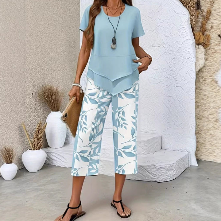 Alara ✨Women's 2-Piece Set✨Asymmetrical Top & Wide Leg Pants, Skin-friendly Fabric Lornbridge